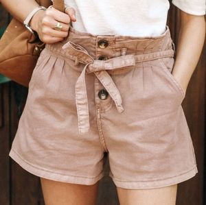 Mustard Seed Paperbag Shorts- Muave- S